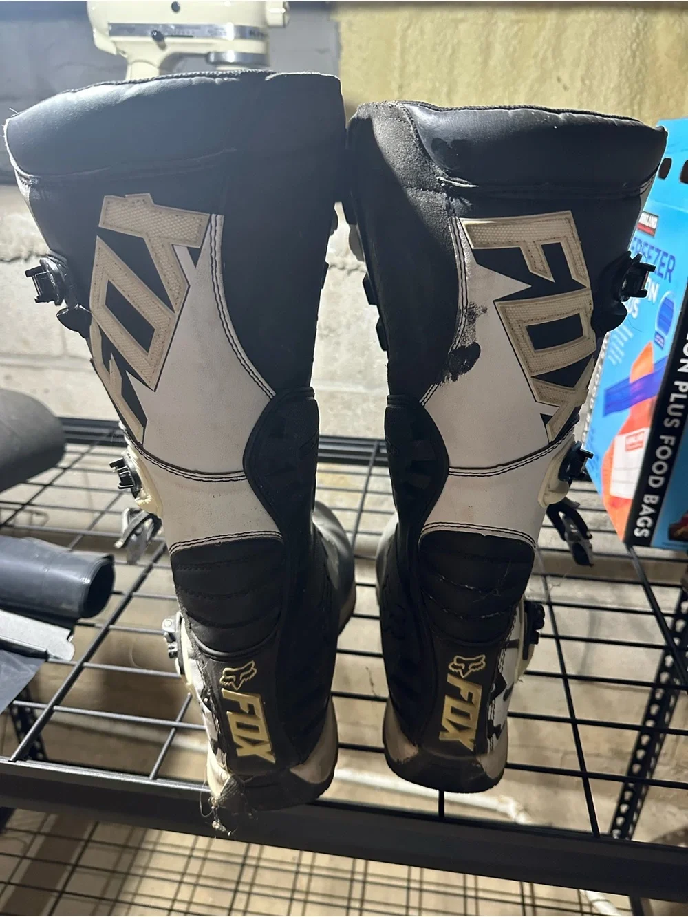 Fox Black and White Motocross Boots with Logo